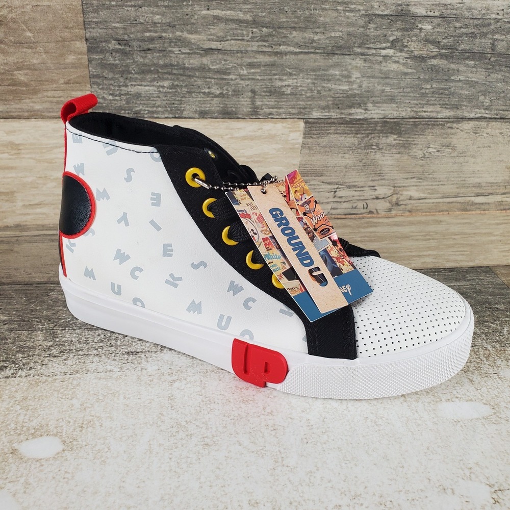 Ground Up Mickey Mouse Patch Kids Shoes Sz 3 Black White Red High-Top sneakers